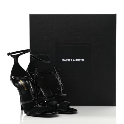 Saint Laurent Patent Calfskin Cassandra 110 Sandals 37.5 Black 9 of 9