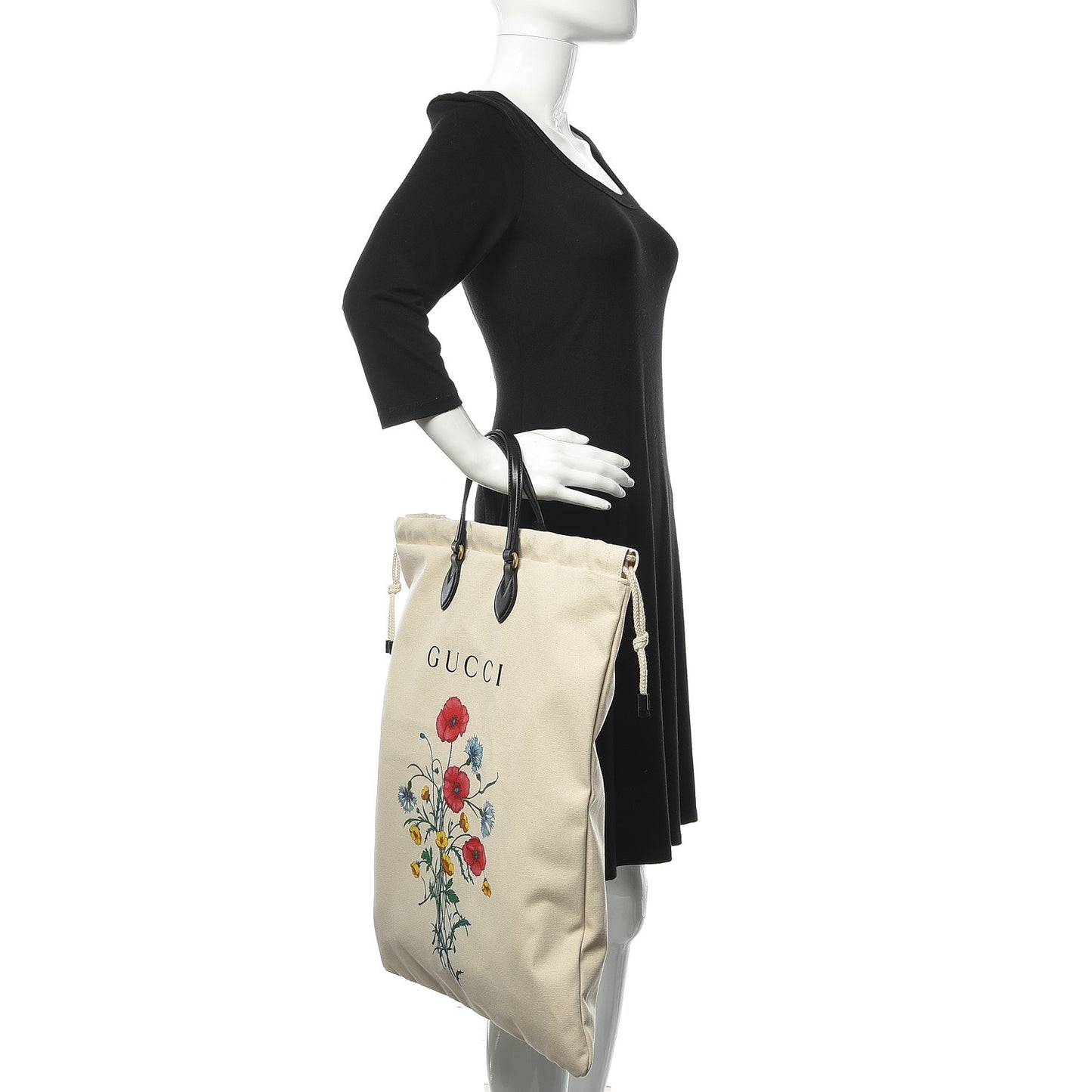 Canvas Chateau Marmont Drawstring Tote Beige
