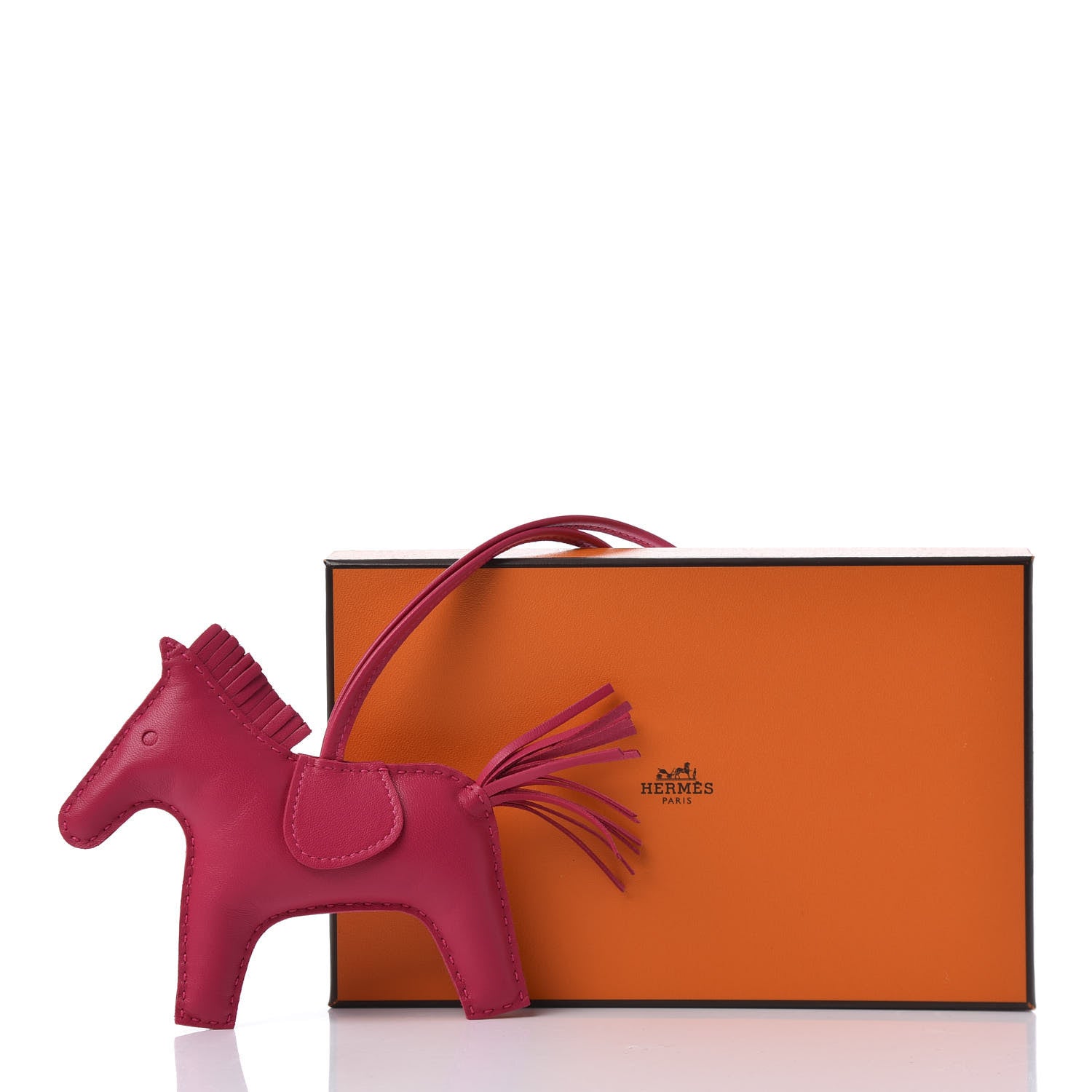 Hermes Milo Lambskin Grigri Rodeo Horse Bag Charm GM Rose Mexico 4 of 4