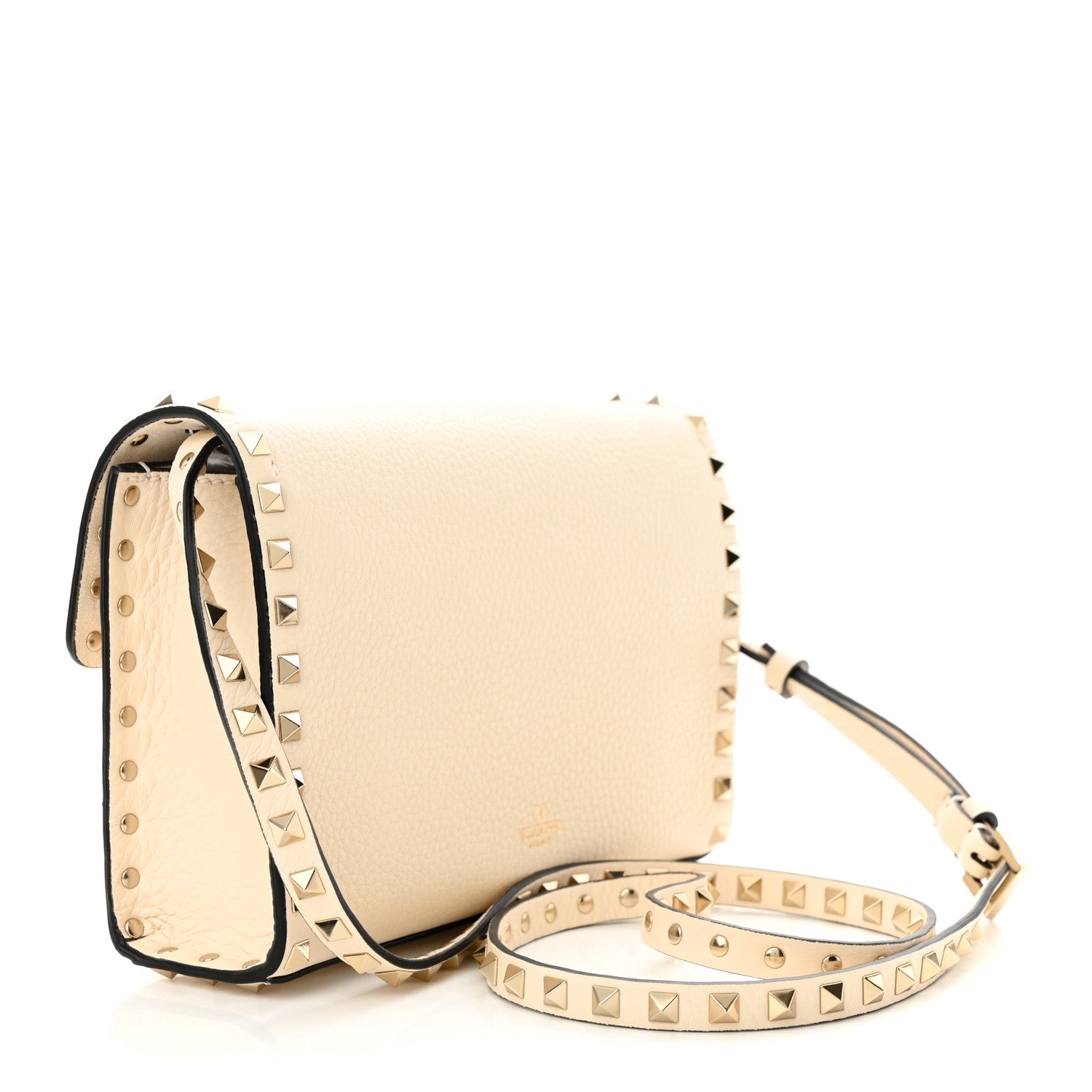 Valentino Garavani Pebbled Calfskin Medium Rockstud Flip Lock Crossbody Bag Light Ivory 3 of 10