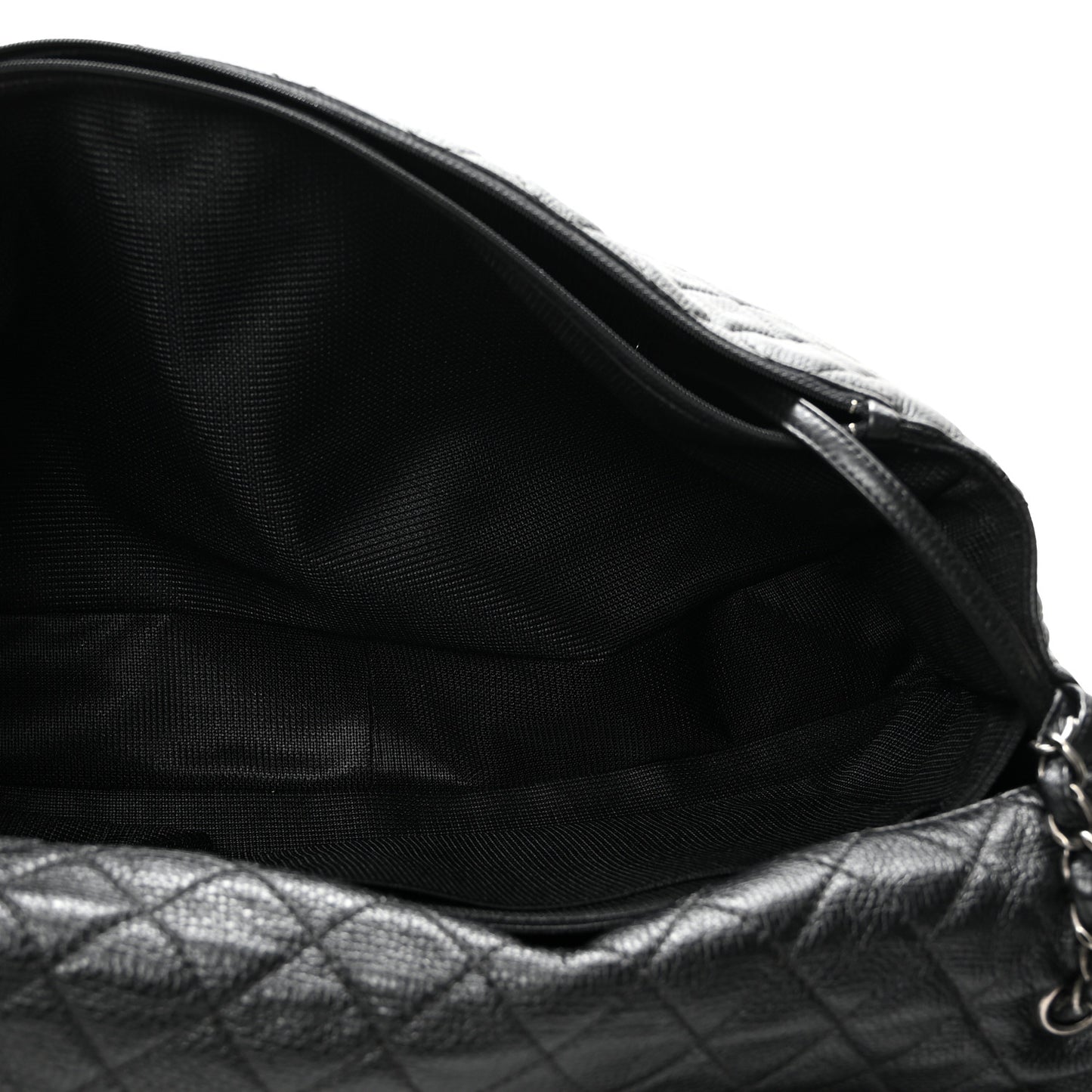 Calfskin Quilted XXL Travel Flap Bag Black