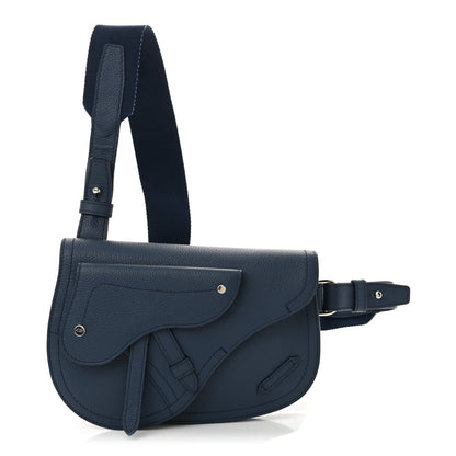 Christian Dior Grained Calfskin Saddle Pouch Blue 1 of 12