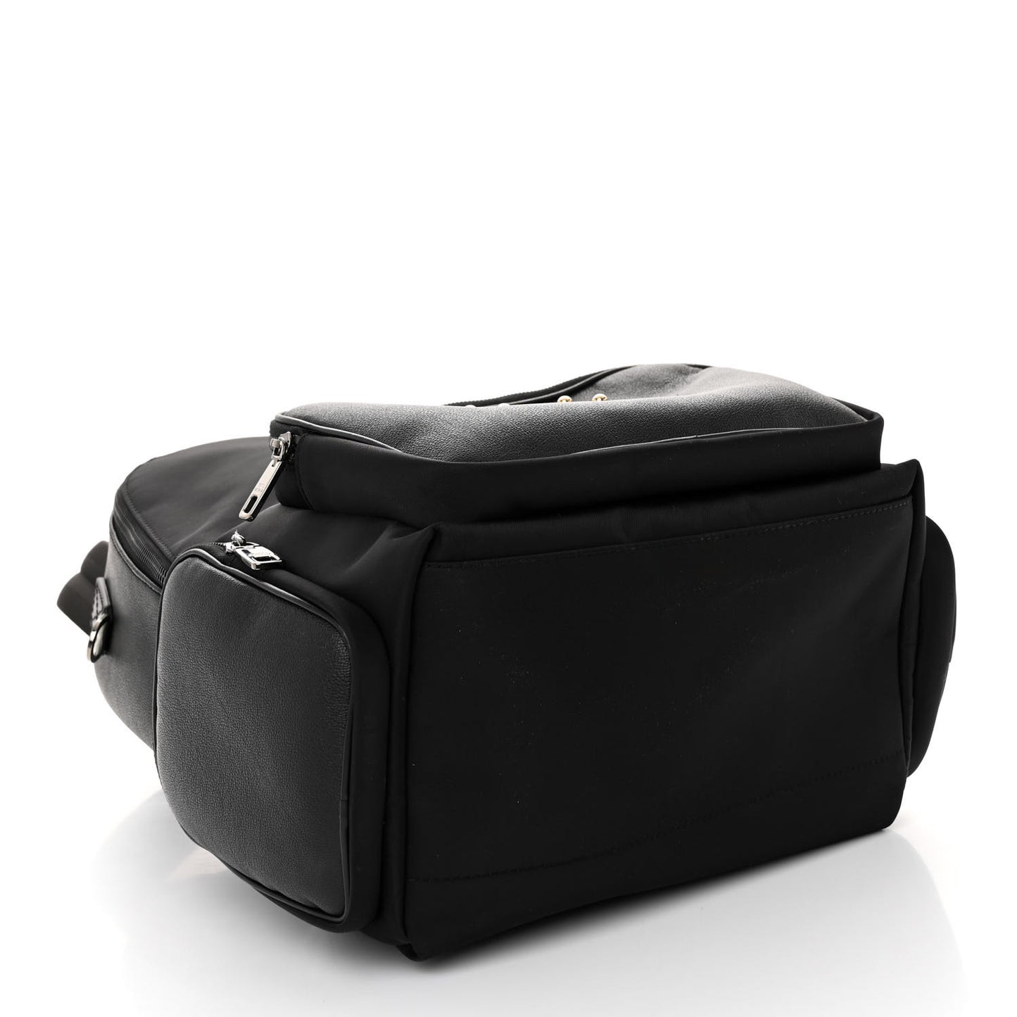 Nylon Grainy Calfskin Backpack Black