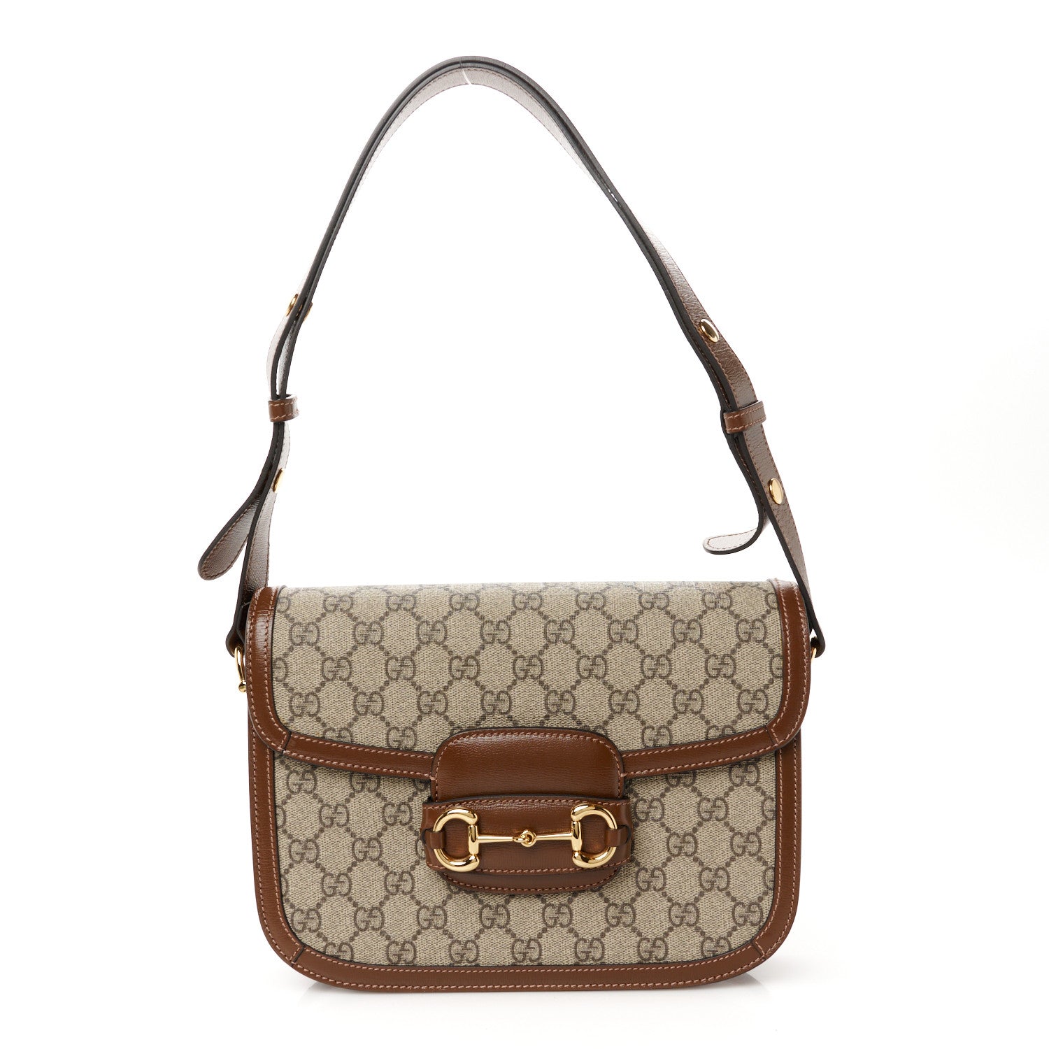 Gucci GG Supreme Monogram Horsebit 1955 Shoulder Bag Beige Brown Sugar 1 of 13