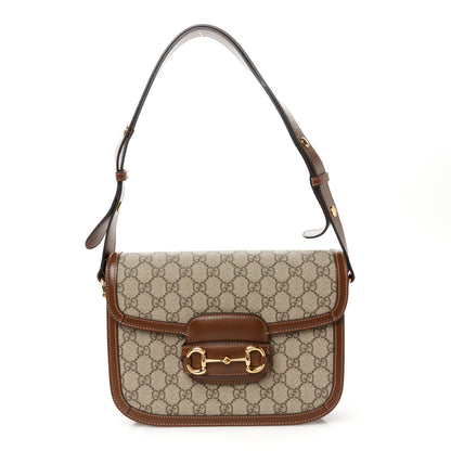 Gucci GG Supreme Monogram Horsebit 1955 Shoulder Bag Beige Brown Sugar 1 of 13