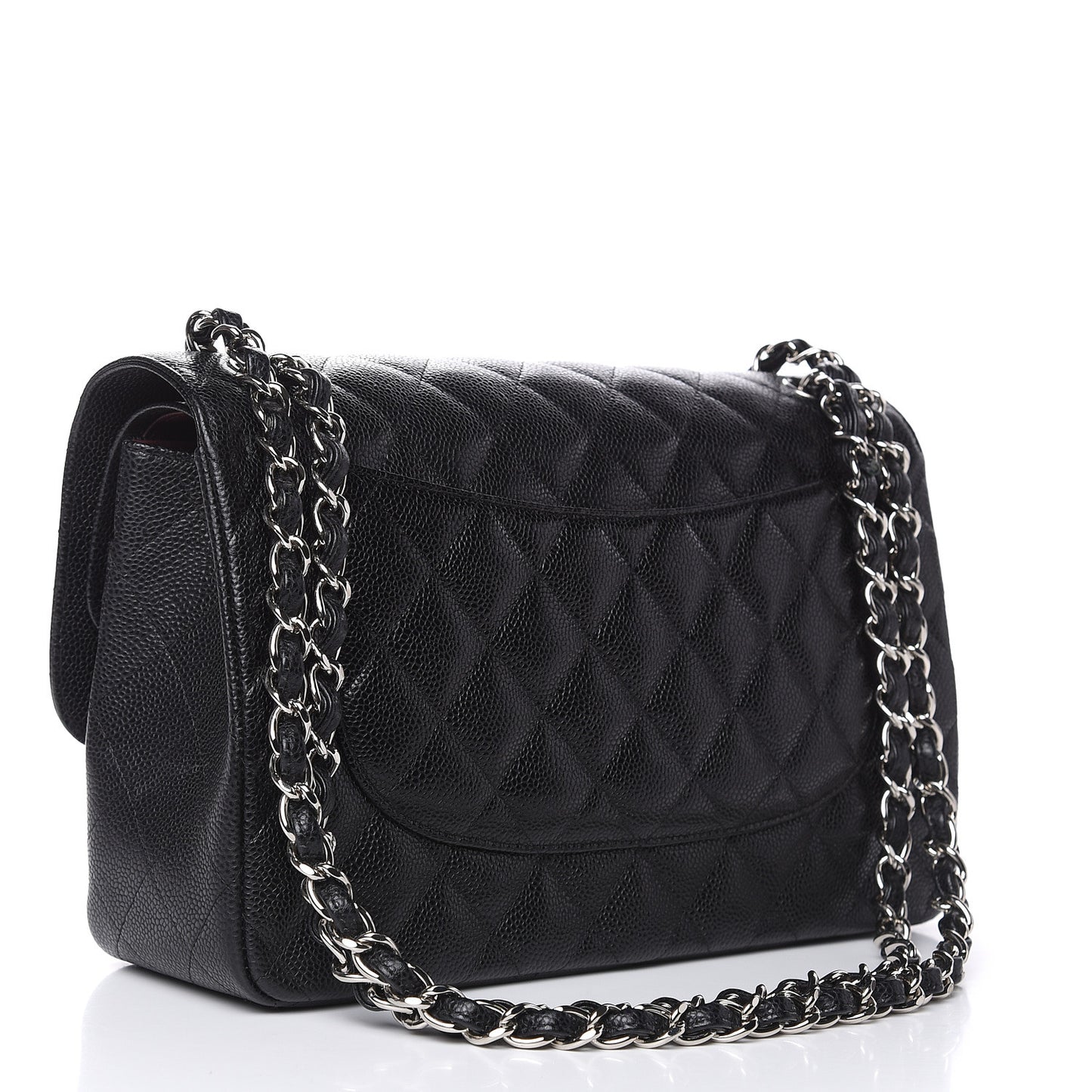 Caviar Quilted Jumbo Double Flap Black