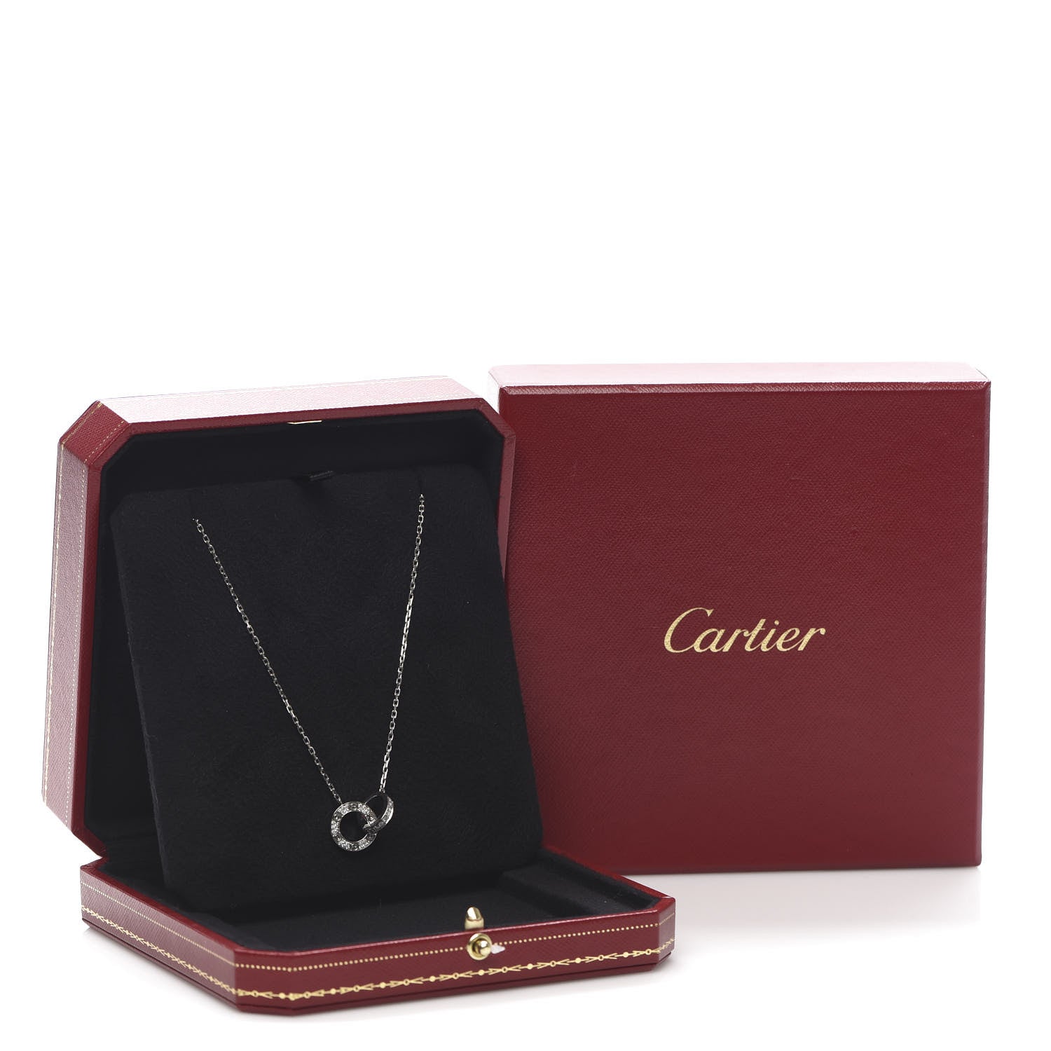 Cartier 18K White Gold Diamond Interlocking LOVE Paved Necklace 7 of 7