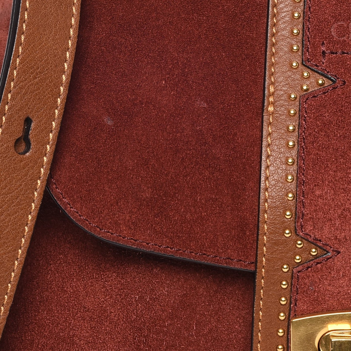 Suede Studded Small Lexa Shoulder Bag Saffron Red