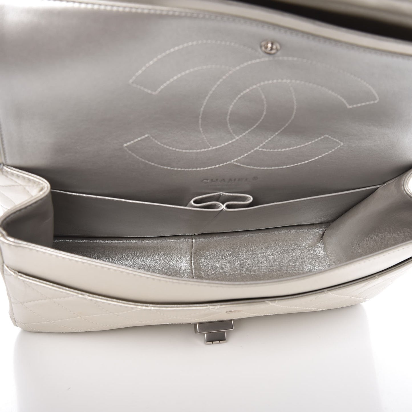 Metallic Lambskin Quilted 2.55 Reissue 227 Flap Silver