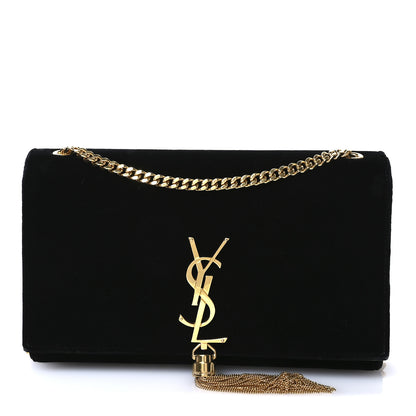 Saint Laurent Velvet Medium Monogram Kate Tassel Shoulder Bag Black 1 of 10