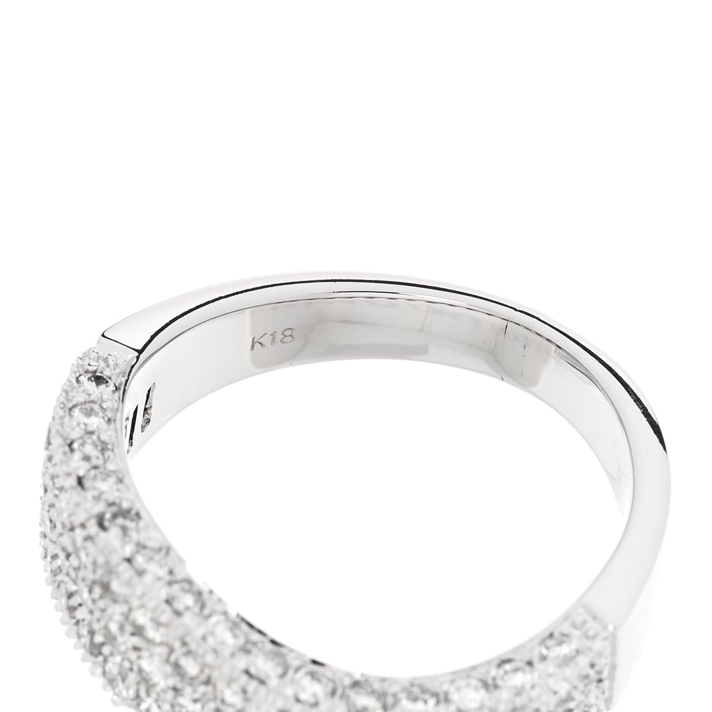 18K White Gold Diamond 1.21ctw Paved Curved Ring 54 6.75