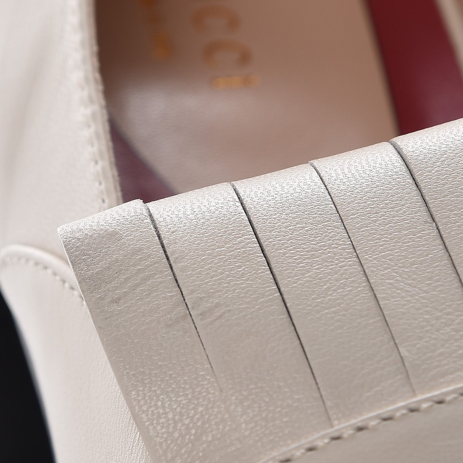 Gucci Malaga Kid Polly Kiltie Fringe Loafer Pumps 39 Mystic White 9 of 9