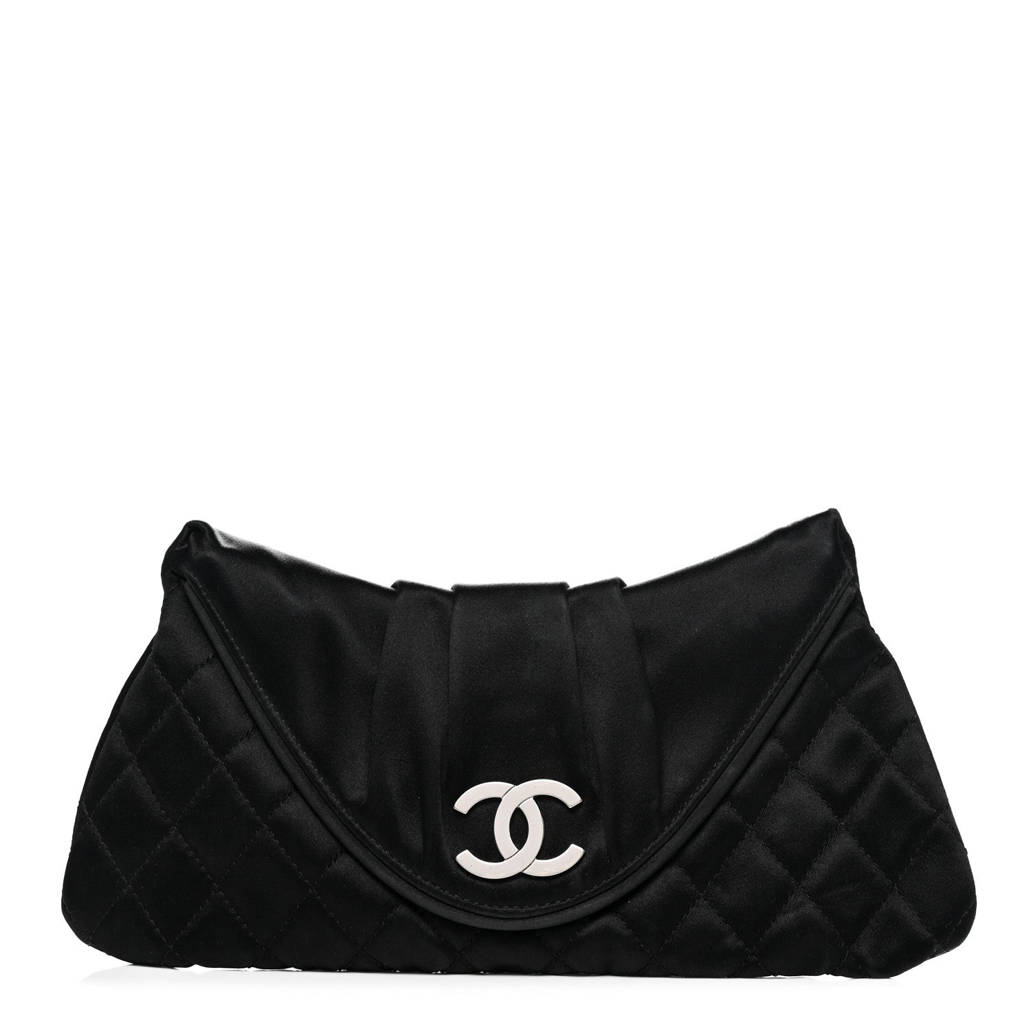 Chanel Satin Quilted Flap Clutch Black 1 of 8