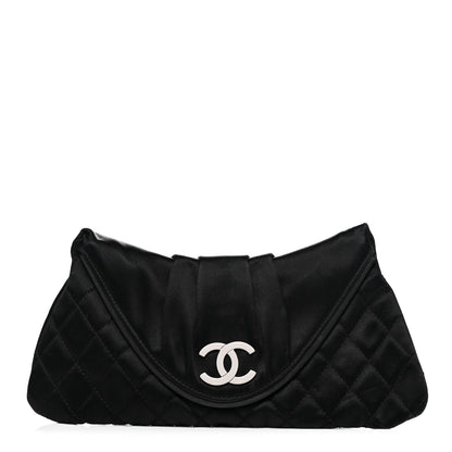 Chanel Satin Quilted Flap Clutch Black 1 of 8