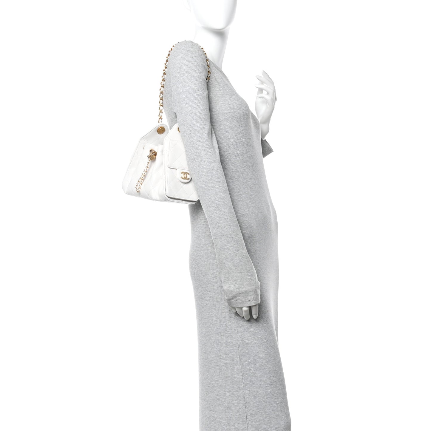 Caviar Quilted Mini Chanel 25 Handbag White