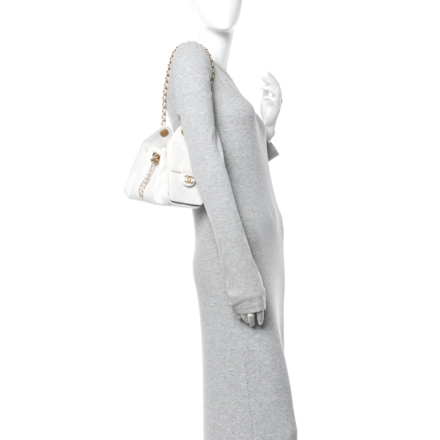 Chanel Caviar Quilted Mini Chanel 25 Handbag White 2 of 10