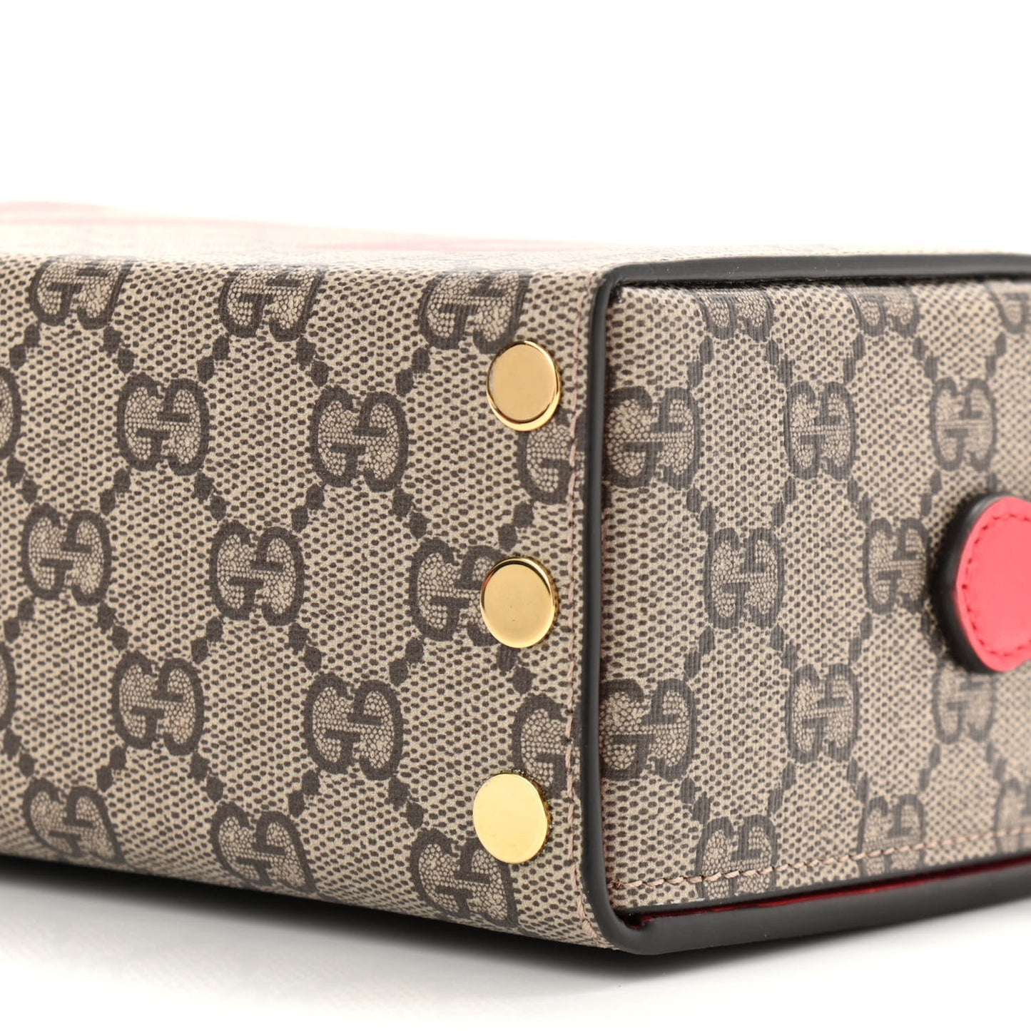 GG Supreme Monogram Moon Calfskin Love Valentines Day Padlock Case Beige Ebony New Geranium