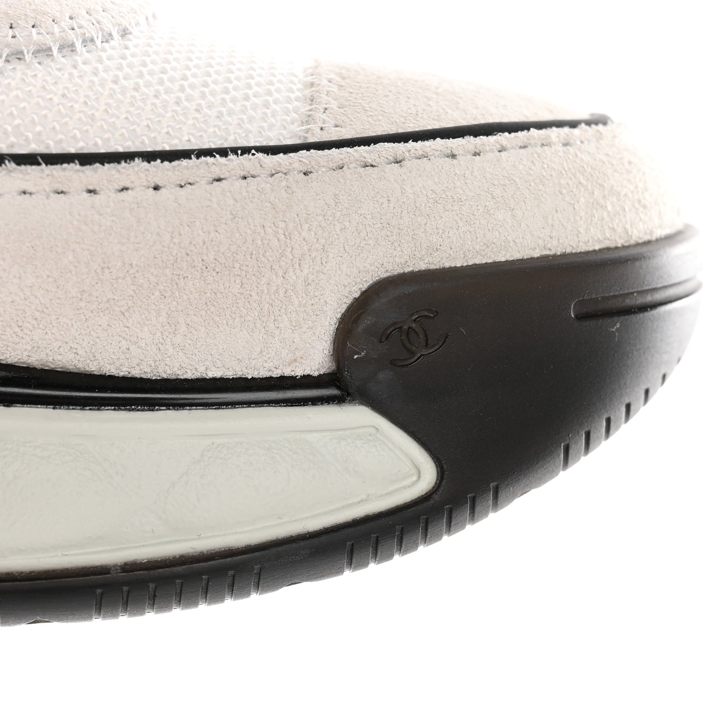 Velvet Calfskin Mixed Fibers CC Sneakers 38 Ivory Black