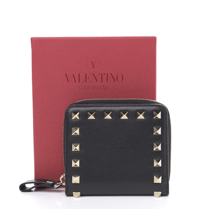 Valentino Garavani Vitello Rockstud Compact Zip Around Wallet Black 8 of 8