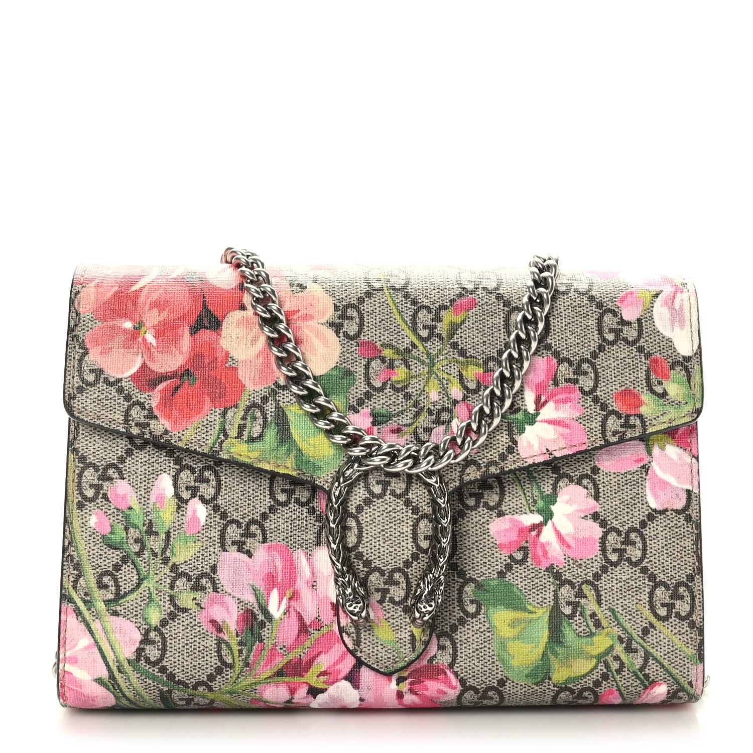Gucci GG Supreme Monogram Blooms Mini Dionysus Chain Wallet Beige Multicolor Dry Rose 1 of 19