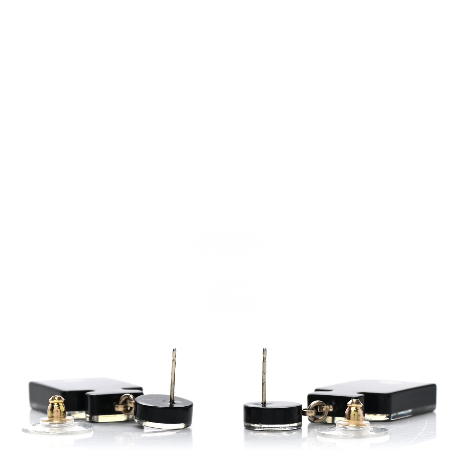 Chanel Resin Strass Perfume Bottle CC Earrings Black Gold 3 of 4