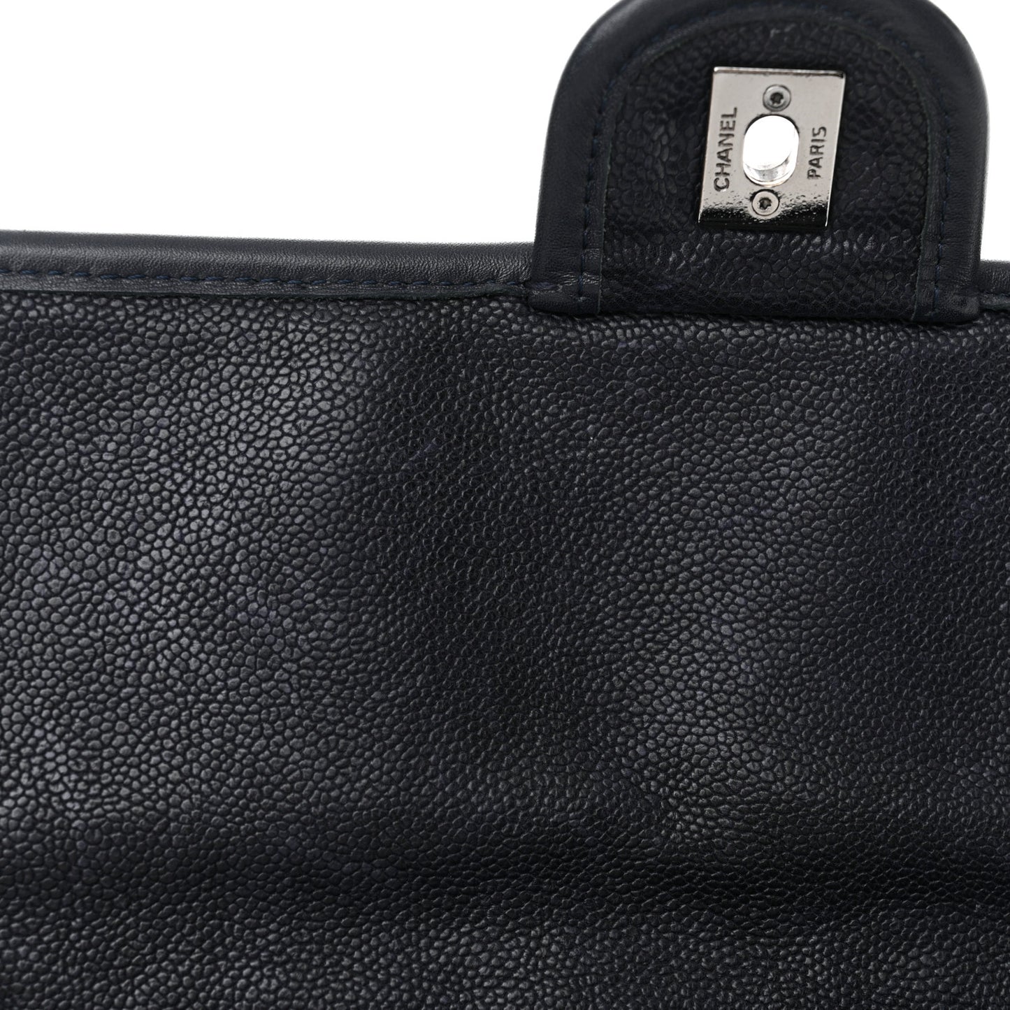 Caviar Quilted Large French Riviera Flap Navy Blue