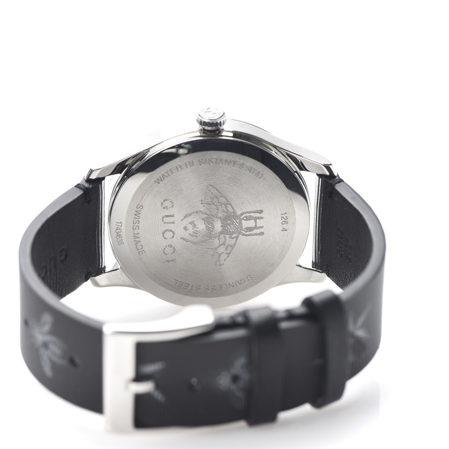 Gucci Stainless Steel Calfskin 38mm G-Timeless Bee Star Hologram Quartz Watch Black 5 of 6