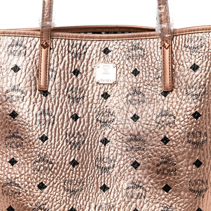 MCM Metallic Visetos Medium Reversible Shopper Tote Champagne Gold 12 of 17