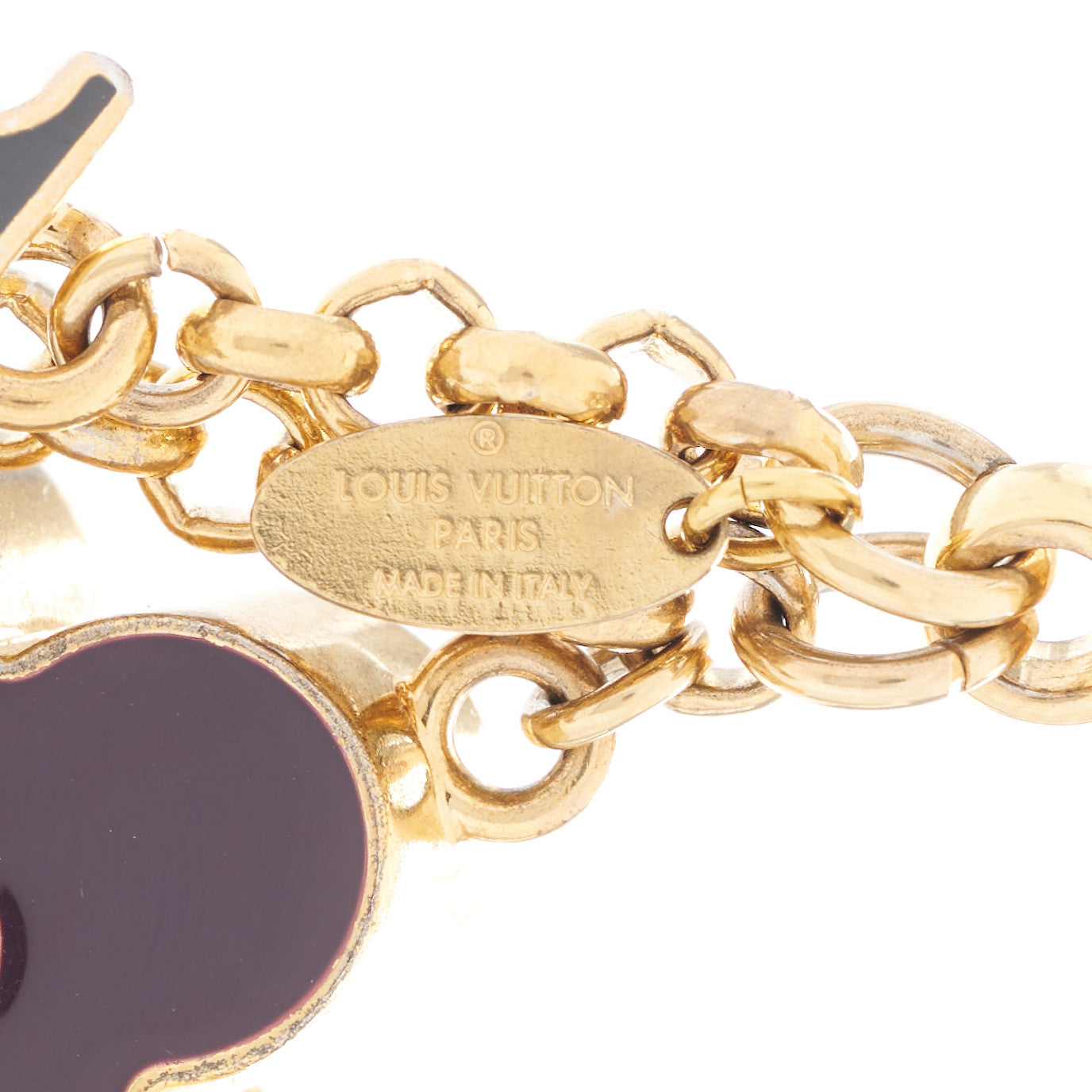 Louis Vuitton Metal Enamel Fleur De Monogram Bag Charm Dore 3 of 4