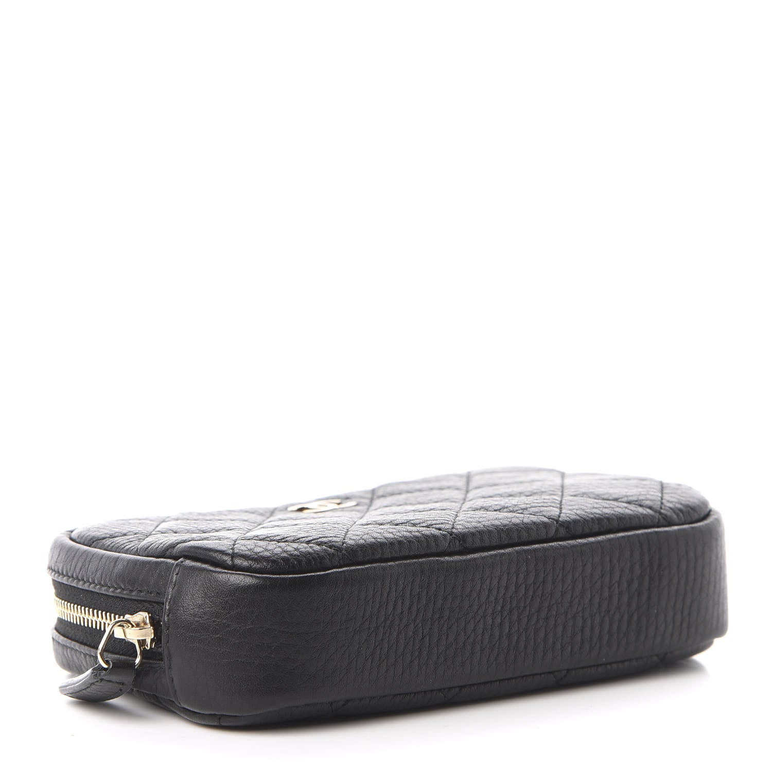 Chanel Grained Calfskin Quilted Small Curvy Pouch Cosmetic Case Black 4 of 8