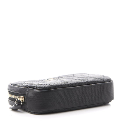 Chanel Grained Calfskin Quilted Small Curvy Pouch Cosmetic Case Black 4 of 8
