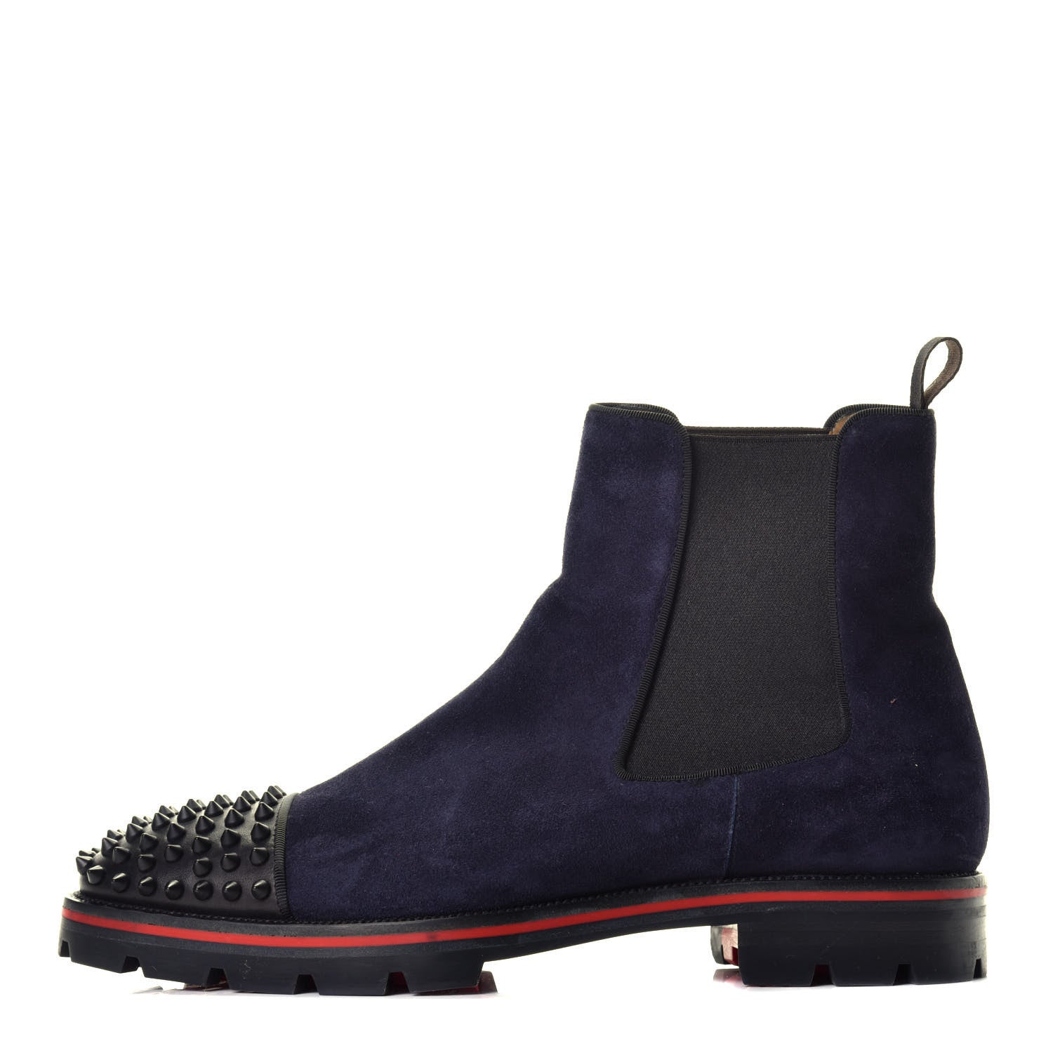 Christian Louboutin Suede Mens Melon Spikes Flat Chelsea Boots 42 Navy Blue 1 of 7