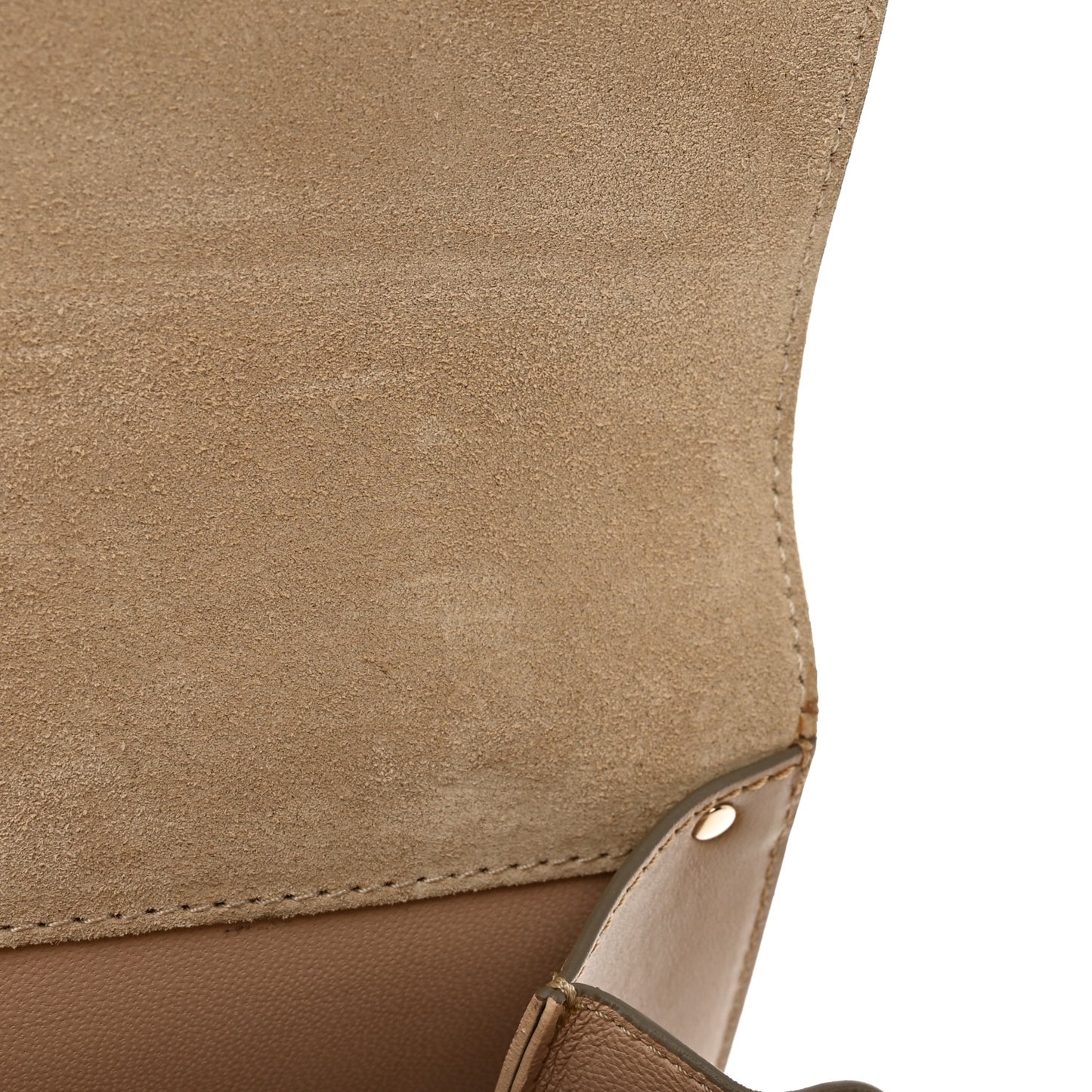 Calfskin Suede Gabrielle Clutch Cream Chestnut