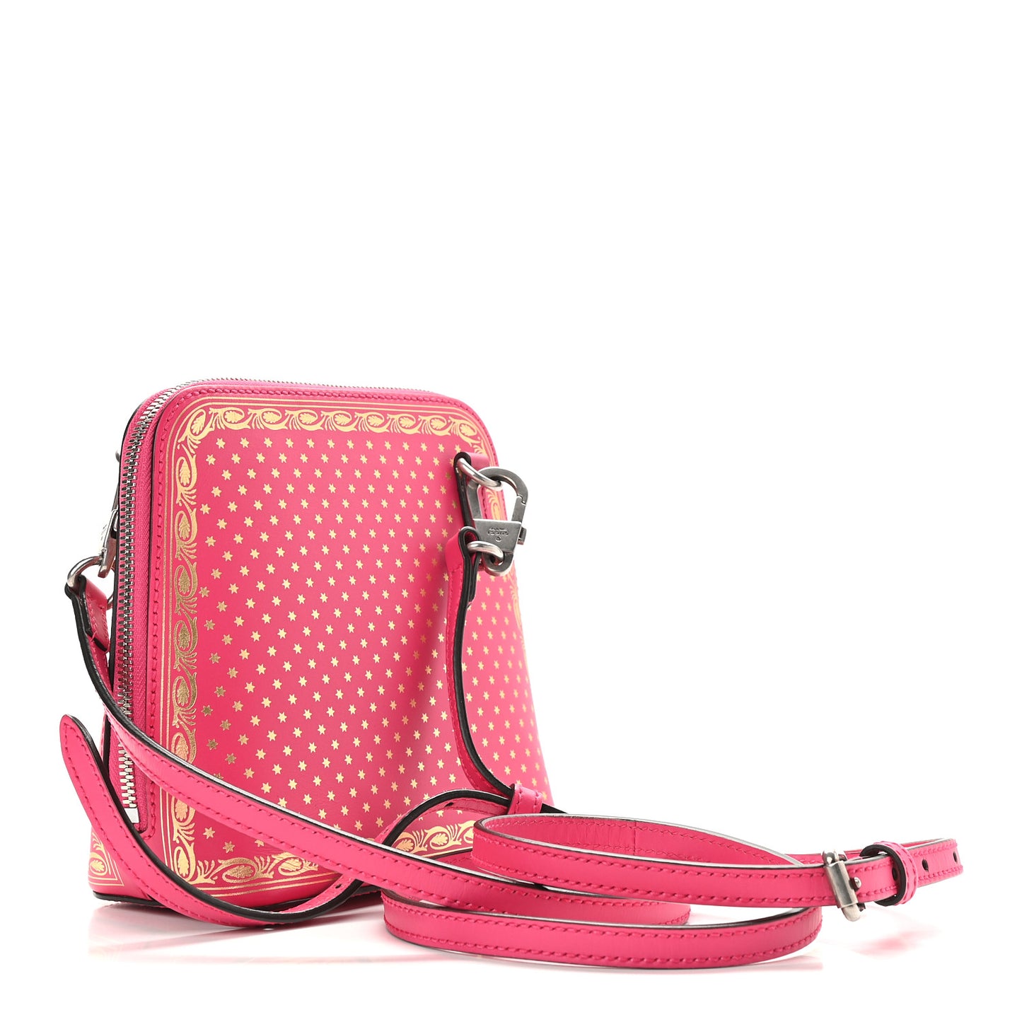 X SEGA Calfskin GUCCY Stars Mini Dome Shoulder Bag Violet Fuxia Gold