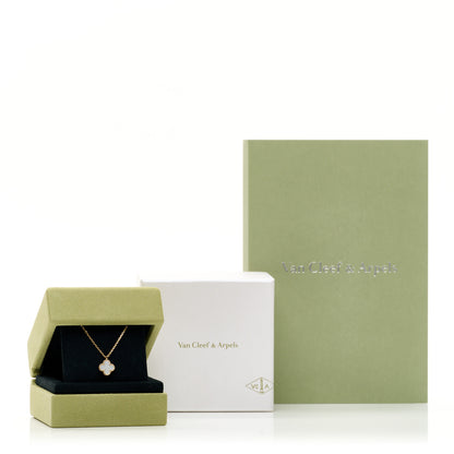 Van Cleef & Arpels 18K Yellow Gold Mother of Pearl Sweet Alhambra Pendant Necklace 5 of 5