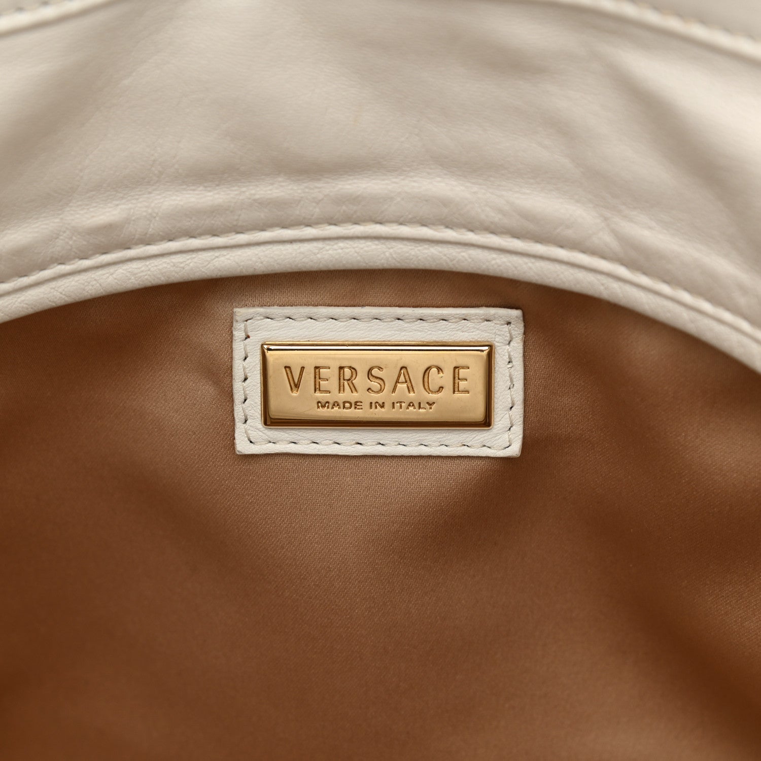 Versace Calfskin Palazzo Embroidered Medusa Tote White 5 of 16