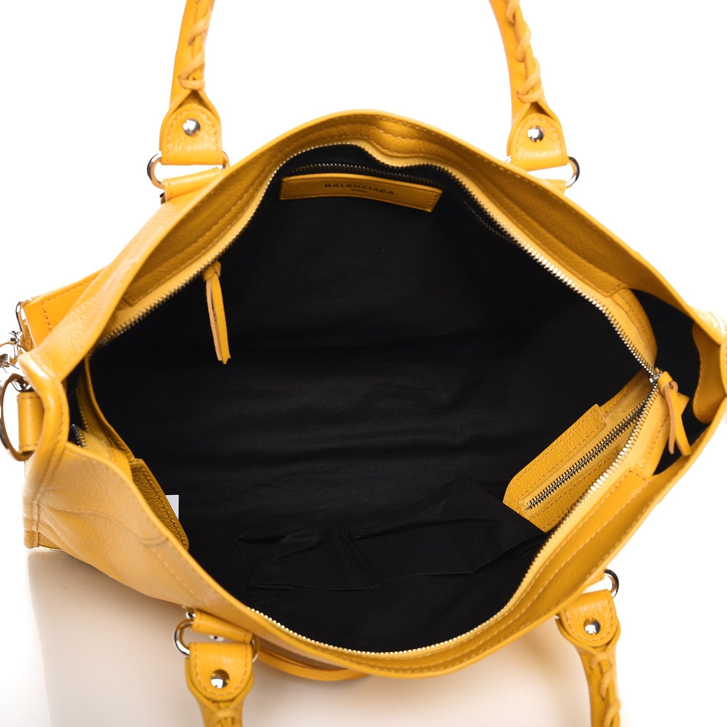 Chevre Silver Metallic Edge Hardware City Jaune Epi