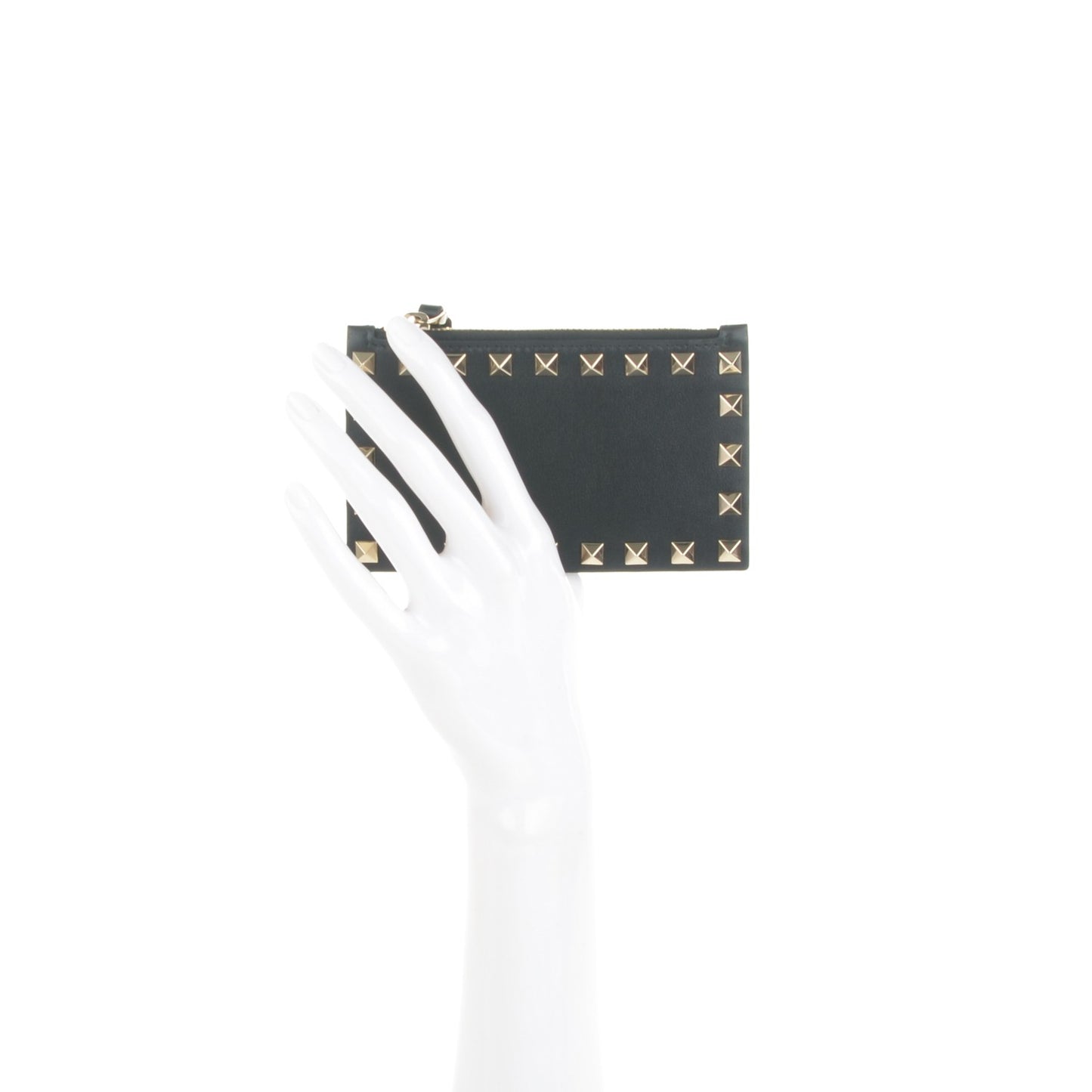 Vitello Rockstud Coin Case Card Holder Black