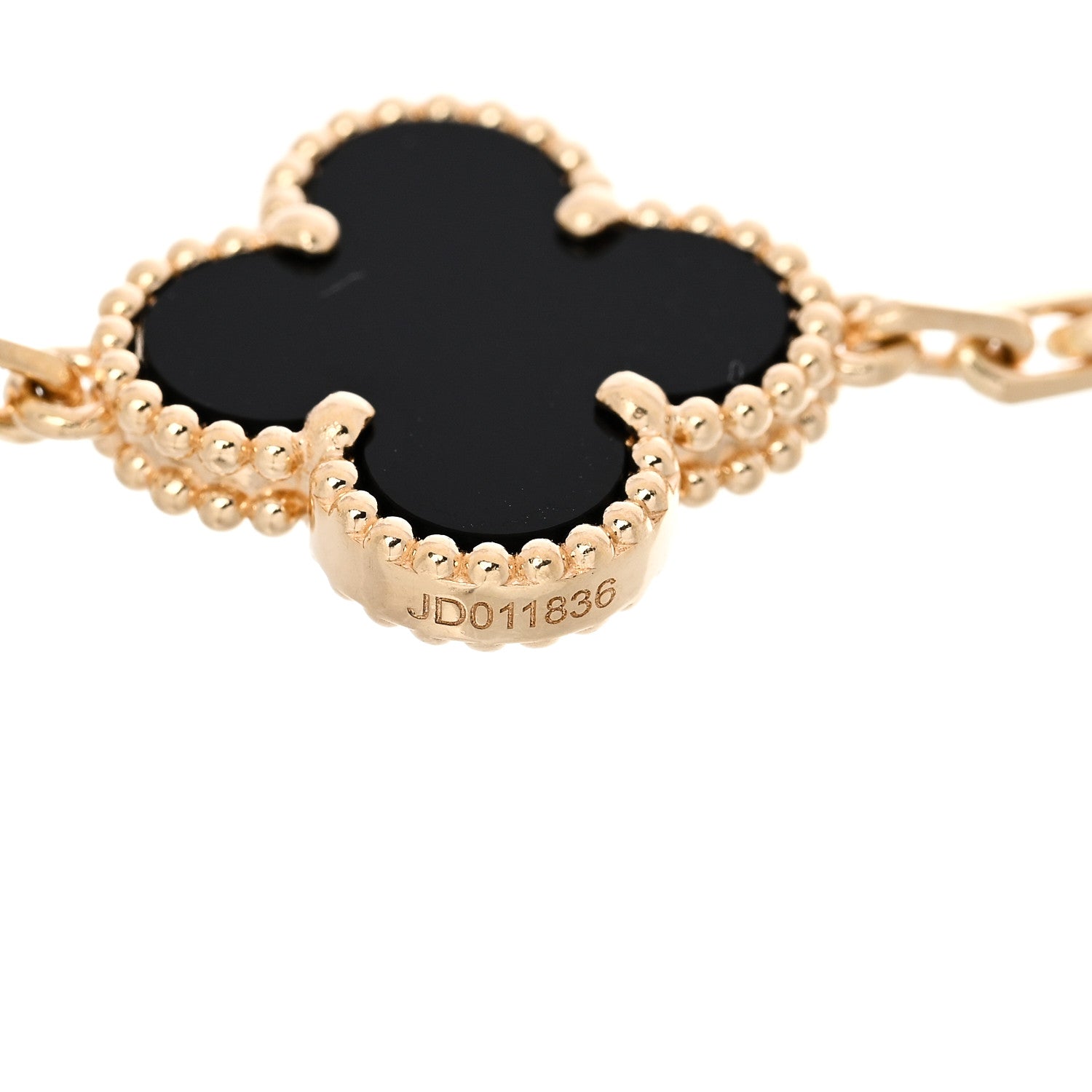 Van Cleef & Arpels 18K Yellow Gold Black Onyx 5 Motifs Vintage Alhambra Bracelet 4 of 5