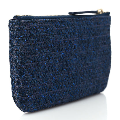 Chanel Woven Straw Raffia Deauville Cosmetic Pouch Blue 3 of 7