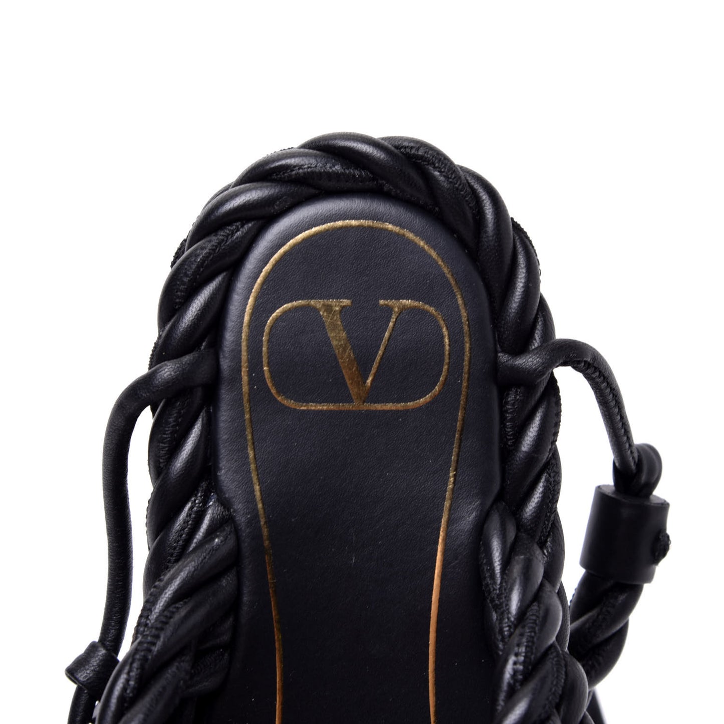Nappa Crisscross Rope Ankle Strap Sandals 35 Black
