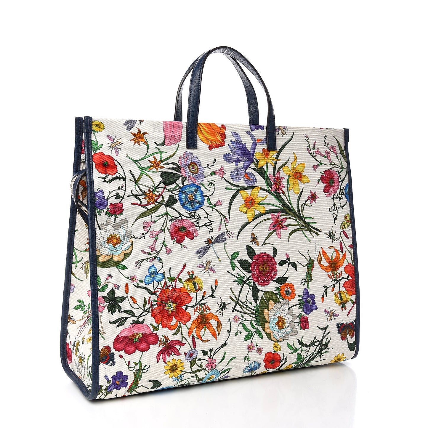 Canvas Large Flora Tote Navy Multicolor
