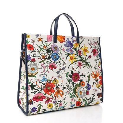 Gucci Canvas Large Flora Tote Navy Multicolor 3 of 10