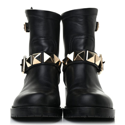 Valentino Garavani Calfskin Lock Studded 30mm Biker Boots 35.5 Black 2 of 7
