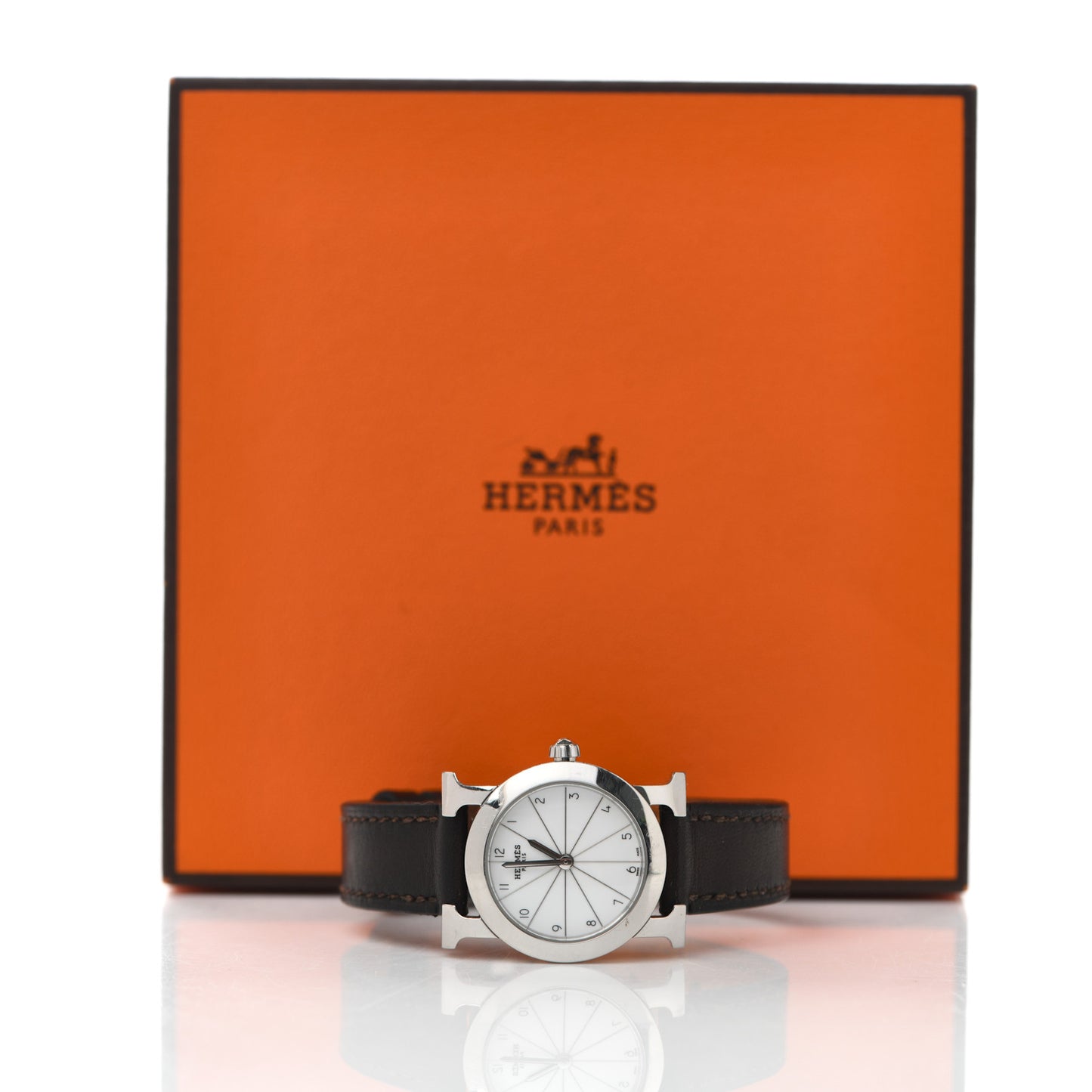 Stainless Steel Swift 25mm Heure H Ronde Quartz Watch Chocolate