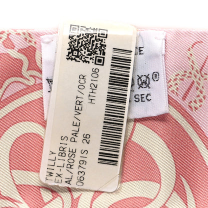 Hermes Silk Ex-Libris Twilly Rose Pale Vert Ocre 3 of 4