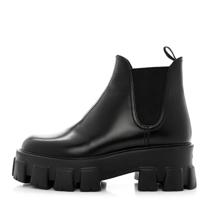 Prada Spazzolato Rois Monolith Chelsea 55mm Ankle Boots 36.5 36.5 Black 1 of 9