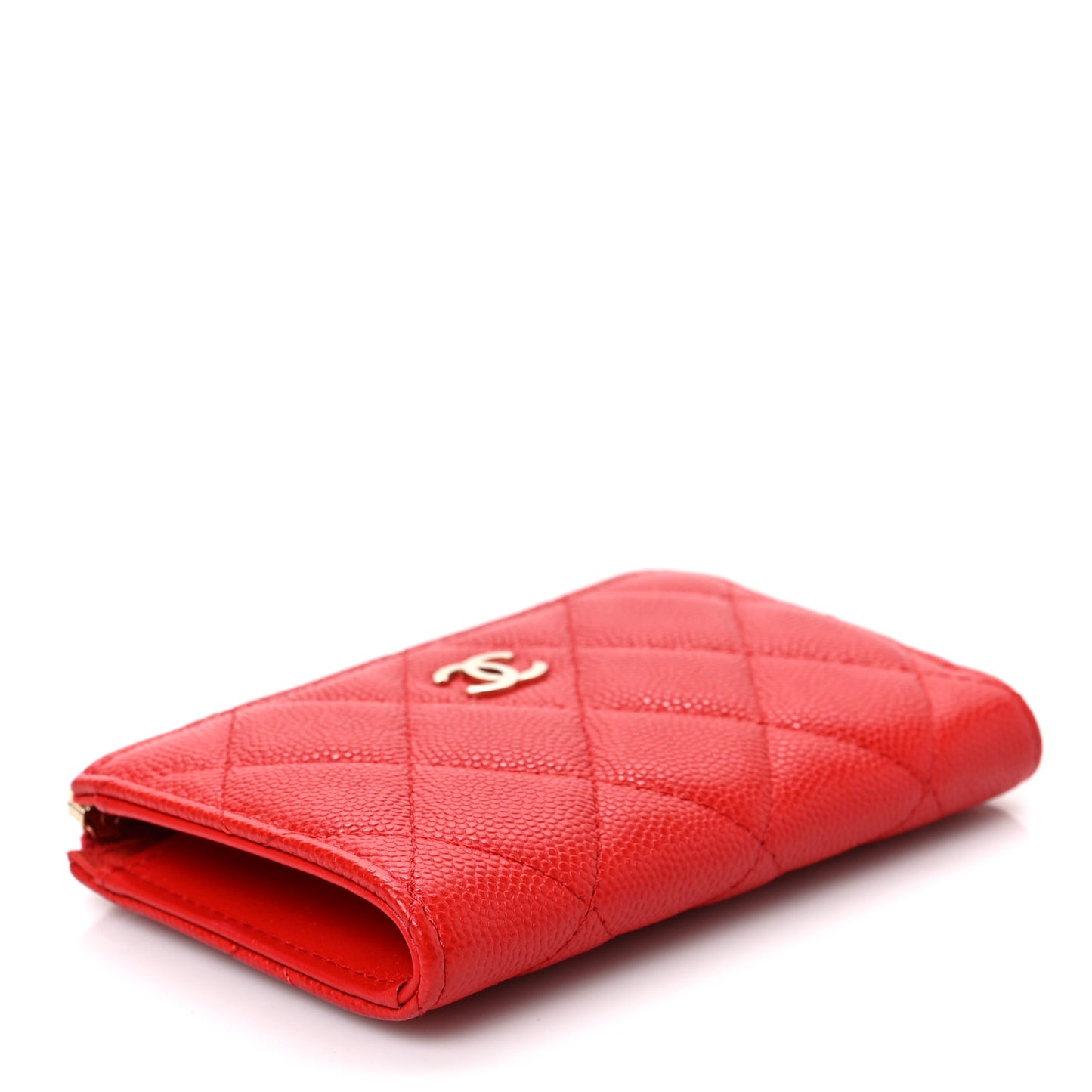 Caviar Quilted Zipped Key Holder Case Red