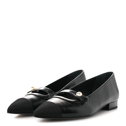 Chanel Shiny Lambskin Grosgrain Pearl Mary Jane Flats 37 Black 4 of 11