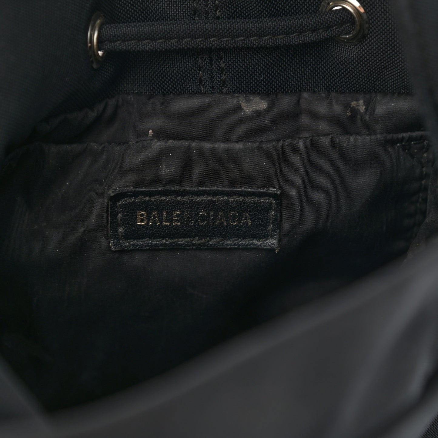Recycled Sport Nylon Logo Embroidered Wheel Drawstring Bucket Bag XS Black